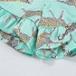 Green Leopard Satin Ruffle Pajama Short Set