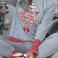 Light Grey Christmas Striped Contrast Two Piece Lounge Set