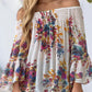 Floral Print Shirred Round Neck Top