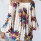 Floral Print Shirred Round Neck Top