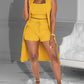 3PCS Ribbed Crop Tank Top & Shorts Set With Vest Coat