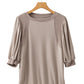 Goat Half Lantern Sleeve Solid Colour Pullover Top