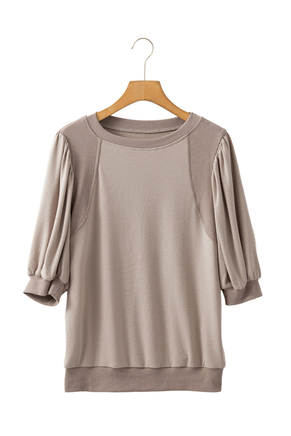 Goat Half Lantern Sleeve Solid Colour Pullover Top