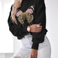 Butterfly Pattern Fleece Lined Sweatshirt Long Sleeve Crewneck Casual Loose Vintage Pullover Tops