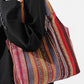 Fiery Red Multiple Ethnic Stripes Print Canvas Tote Bag