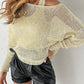 2 Piece Skew Neck Long Sleeve Hollow out Cover Up Basic Tank Casual Sweater Set