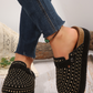 Black Rivet Buckle Closed Toe Platform Slippers