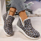 Dark Grey Leopard Print Ankle Patched Flat Winter Fur Boots