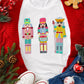 White Chenille Nutcracker Doll Graphic Christmas Fashion Tee