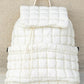 White Solid Flapped Quilted Puffer Backpack