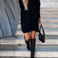 High Neck Long Sleeve Knit Sweater Dress