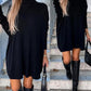 High Neck Long Sleeve Knit Sweater Dress