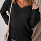 Black Eyelet Pattern Detail V Neck Drop Shoulder Sweater