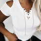 Cold Shoulder Chain Decor Ribbed Top