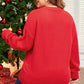 Fiery Red Tinsel merry Pattern Drop Shoulder Plus Size Sweater