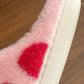 Fiery Red Valentines Heart Shape Winter Fuzzy Slippers