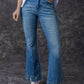 Sky Blue Slight Distressed Medium Wash Flare Jeans