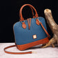 Ashleigh Blue Color Contrast PU Leather Zipper Tote Bag