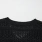 Black Eyelet Pattern Detail V Neck Drop Shoulder Sweater