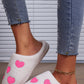 Pink Valentines Day Hearts Print Plush House Slippers