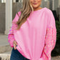 Pink Plus Size Sequin Sleeve Drop Shoulder Sweatshirt