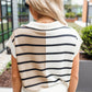 Black Stripe Colorblock Quarter Zip Collar Sweater Vest