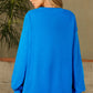 Sky Blue Solid Color Drop Shoulder Long Sleeve Basic Sweatshirt