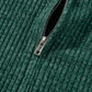 Evergreen Ribbed Zip Up Front Drawstring Hoodie