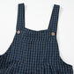 Sail Blue Plaid Print Buttoned Pocketed High Waist Overall