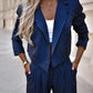 Striped Blazer Coat & Straight Leg Pants Set