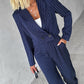 Striped Blazer Coat & Straight Leg Pants Set