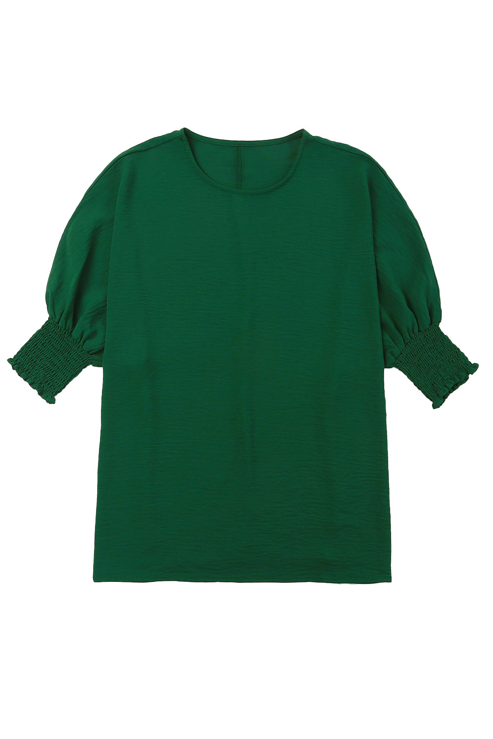 Green Smocked Wrist Shift Top