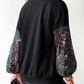 Zipper Design Contrast Sequin Casual Jacket