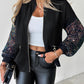 Zipper Design Contrast Sequin Casual Jacket