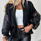 Zipper Design Contrast Sequin Casual Jacket