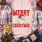 Pink MERRY CHRISTMAS Santa Claus Printed T Shirt