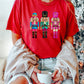 Red Glittering Nutcracker Printed Crewneck T Shirt