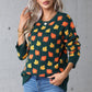 Blackish Green Fall Leaves Pattern Crew Neck Sweater