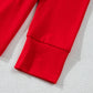 Red Solid Top and Christmas Pants Two Piece Lounge Set