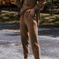 Coffee Solid Color High Low Pullover and Skinny Pants Set