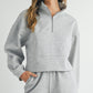 Light Grey Stand Neck Zipped Sweatshirt and Shorts Set