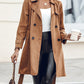 Double Breasted Long Trench Coat Classic Lapel Slim Overcoat with Belt