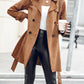 Double Breasted Long Trench Coat Classic Lapel Slim Overcoat with Belt