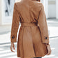 Double Breasted Long Trench Coat Classic Lapel Slim Overcoat with Belt