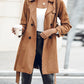 Double Breasted Long Trench Coat Classic Lapel Slim Overcoat with Belt