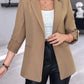 Notched Collar Roll Up Sleeve Blazer Coat