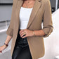 Notched Collar Roll Up Sleeve Blazer Coat