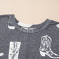 Gray Plus Size Western Boots Print Crew Neck T Shirt