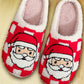 Fiery Red Checkered Santa Claus Graphic Plush Home Slippers