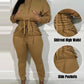 Shirred Pocket Design Crop Hoodie & High Waist Cuffed Sweatpants Set